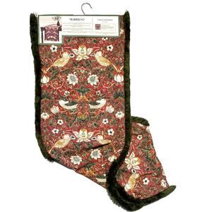 William Morris & Co Strawberry Thief Table Runner Red Olive Green Fringe 16x90”